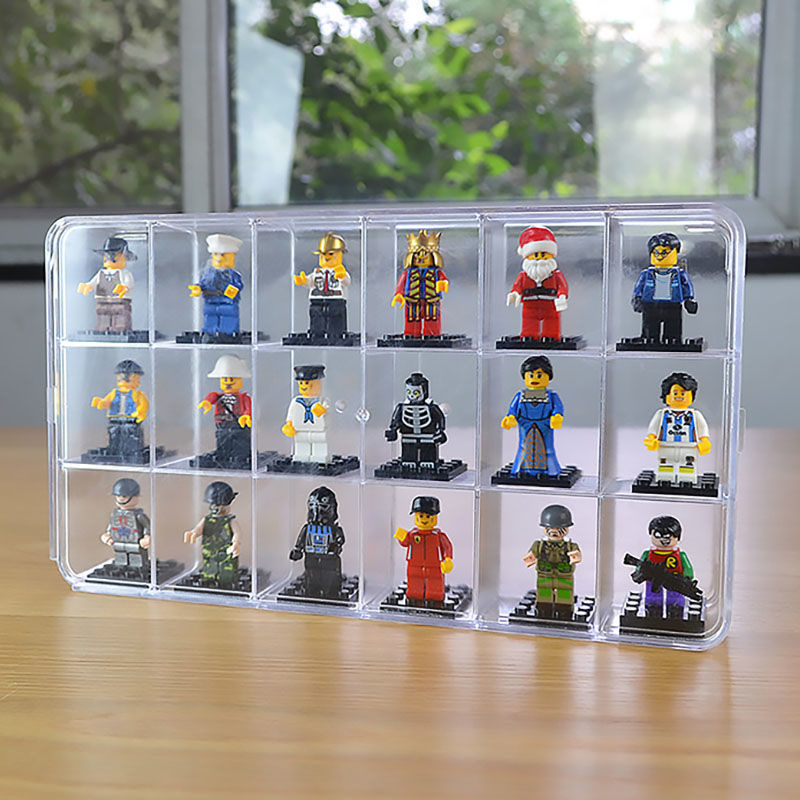 Lego Minifigure Holder - Pudełko ekspozycyjne akrylowe z 18 przegródkami